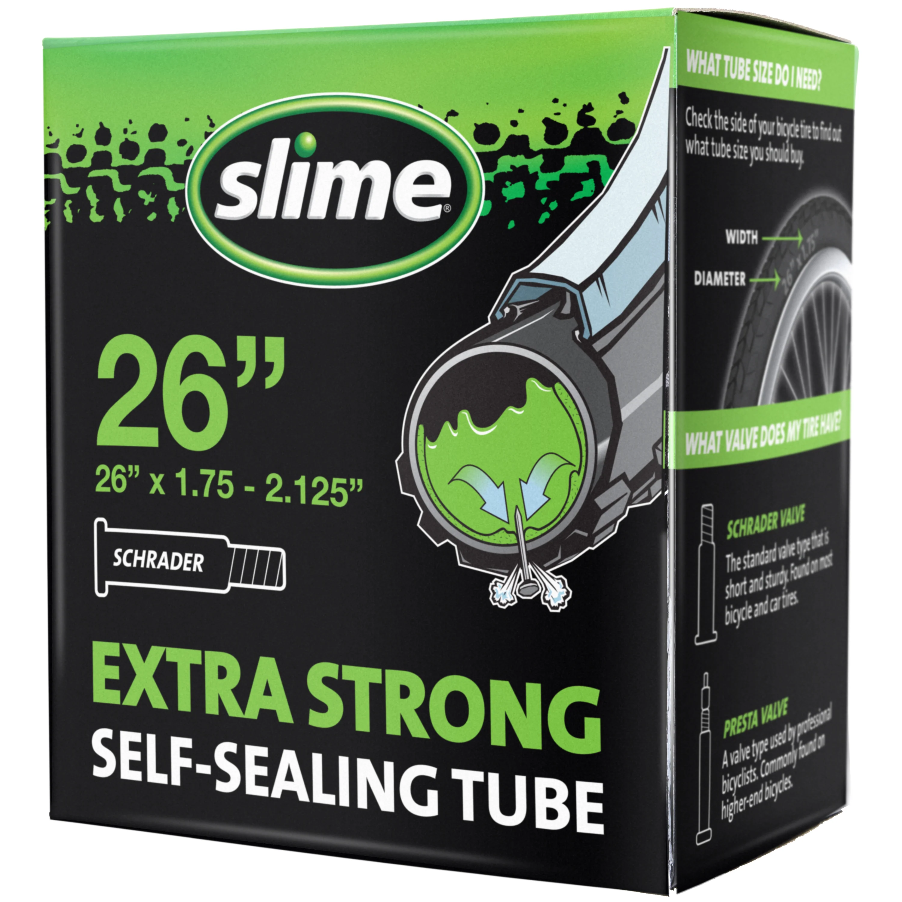 Extra Strong Self-Sealing Bicycle Tubes 26" x 1.75-2.125" Schrader