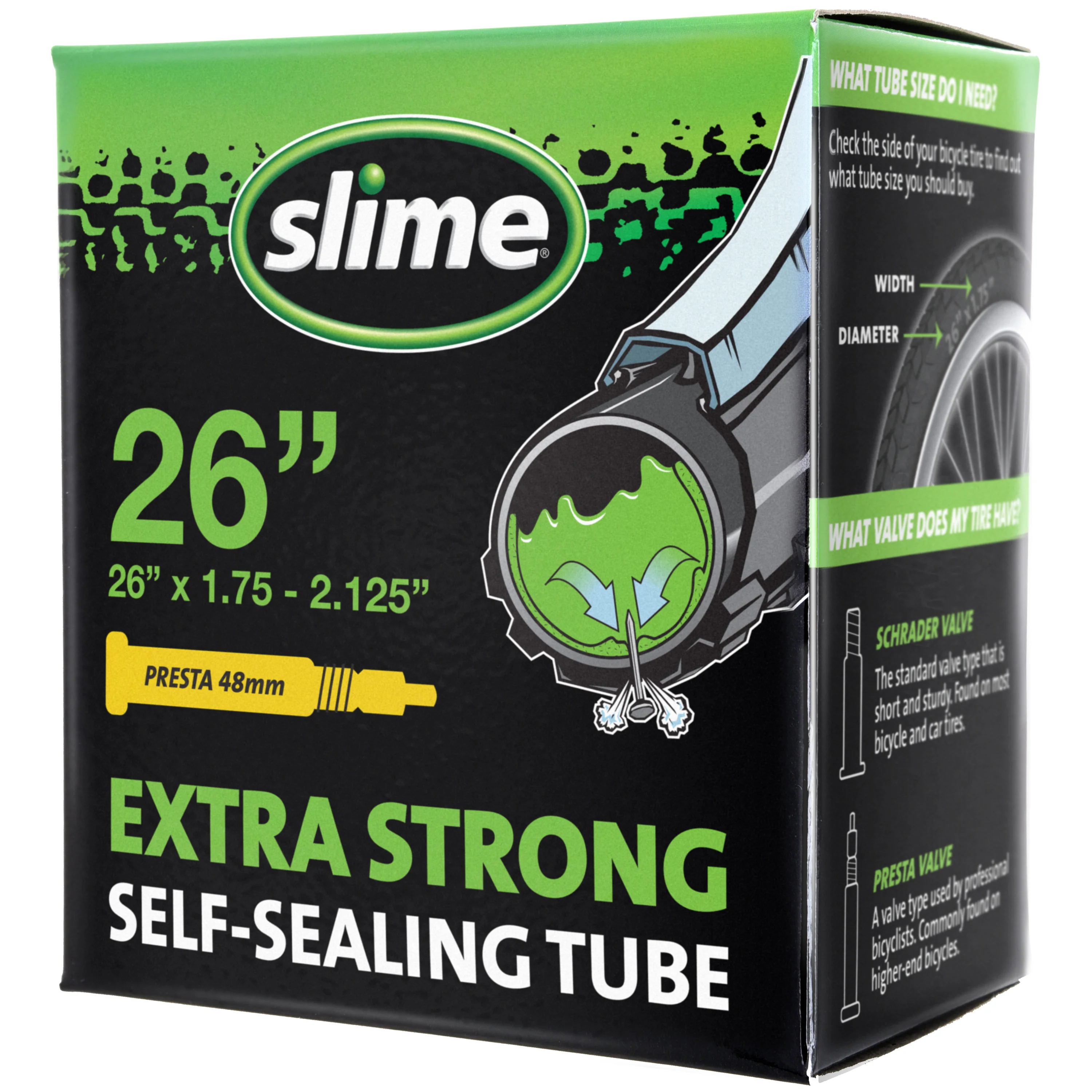 Extra Strong Self-Sealing Bicycle Tubes 26" x 1.75-2.125" Presta