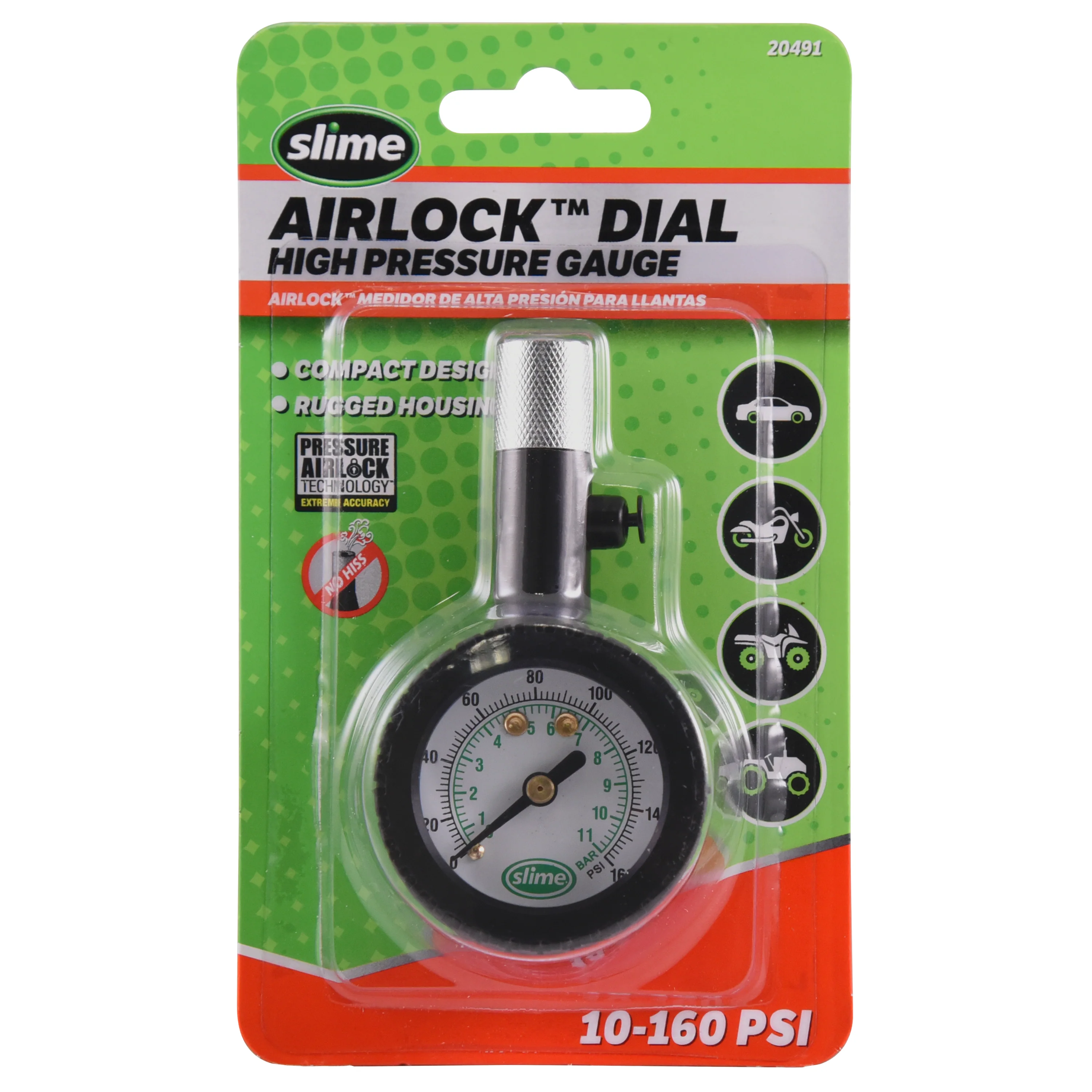 Airlock Dial High Pressure Tire Gauge (10-160 psi)